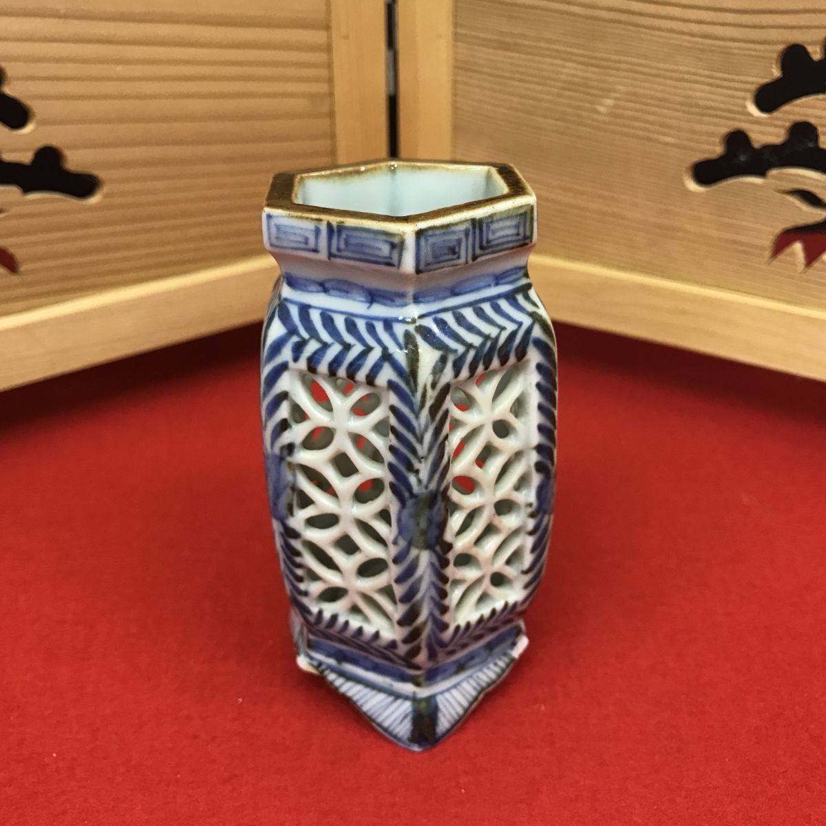 中国古玩 染付 透かし筆筒 【RA0973T#60】拍卖