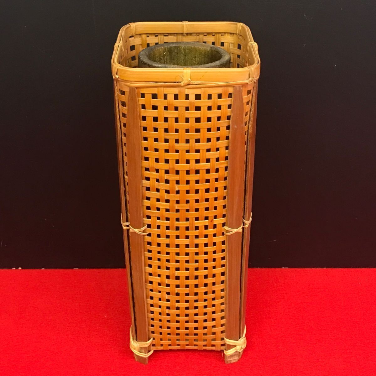 古い 竹籠花器 旧家整理品 【RA0483C#60】拍卖