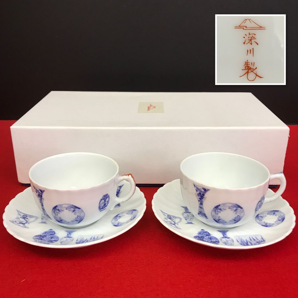 深川製磁 ブルーチャイナ ペア碗皿 【RA0931S#80】拍卖