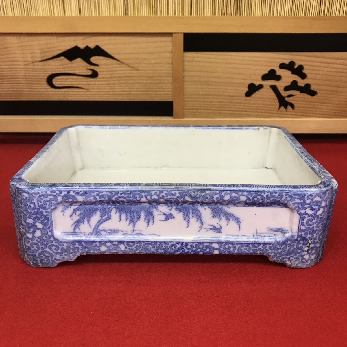 古い 染付 水盤 花器 旧家整理品 【RA1070S#60】拍卖
