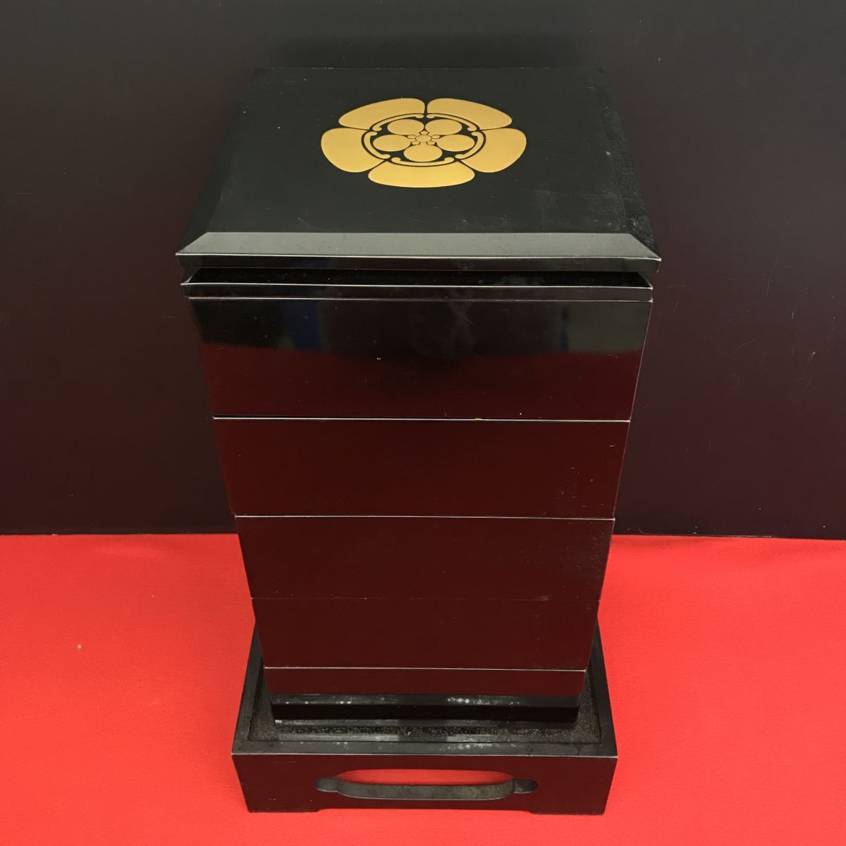 木製漆器 五段重箱 台付 旧家整理品 【RA1025T#140】拍卖