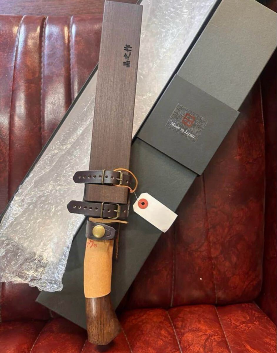 晶之作 青入 剣鉈 (山鉈 狩猟刀) 墨流し ダマスカス アウトドア E261拍卖