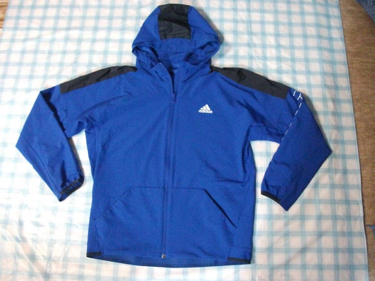 アディダス ストレッチスポーツパーカー 青 160 美品拍卖