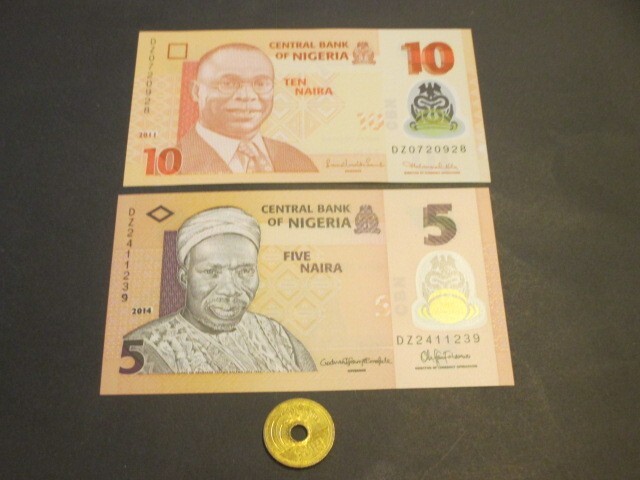未使用 ナイジェリア 現行 10~5ナイラ DZ補充券2枚拍卖