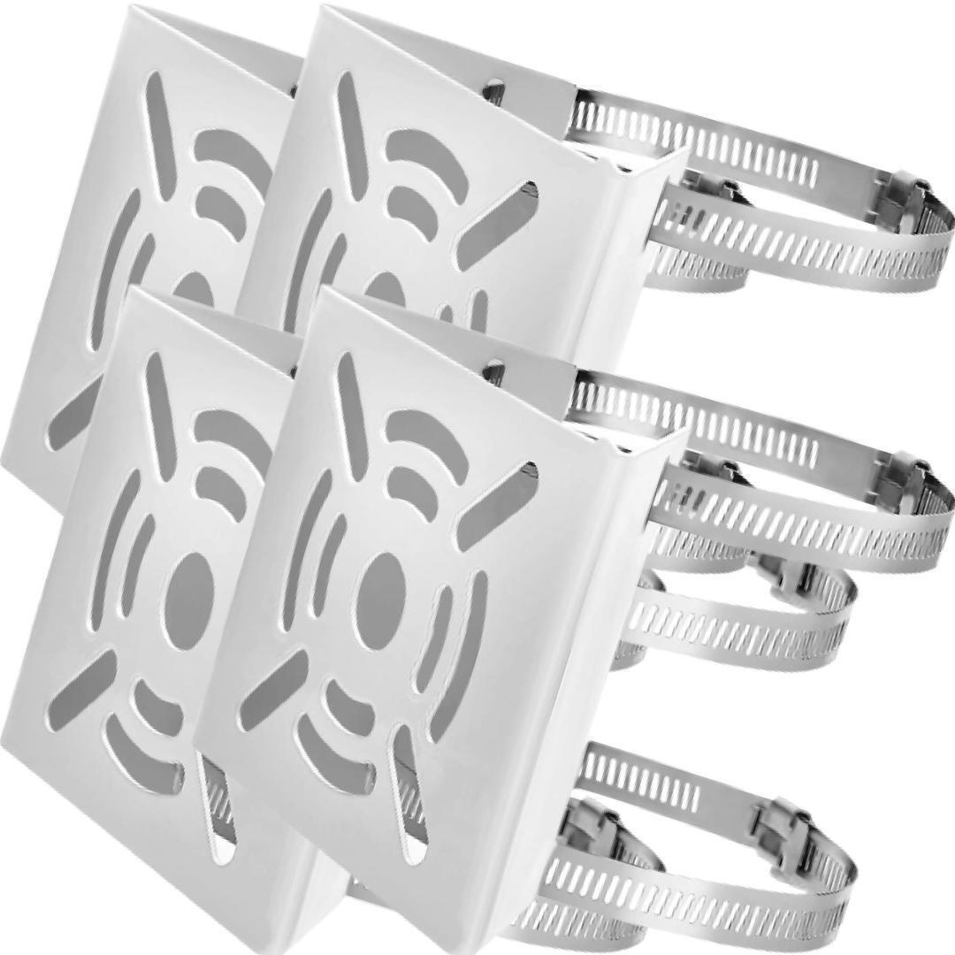 【訳あり】 防犯カメラ 取付金具 ブラケット ハウジング スタンド 円柱 角柱 穴あけ不要 ステンレスバンド 4個セット 白 ※塗装剥がれアリ拍卖