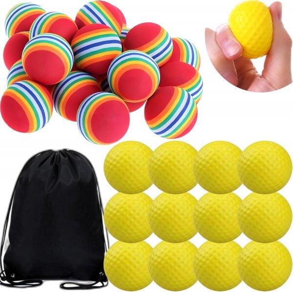 ゴルフ 練習 アプローチ練習 アプローチ ゴルフ練習器具 スポンジボール ウレタンボール ポリウレタンボール 42mm 32個 室内 収納袋付き拍卖
