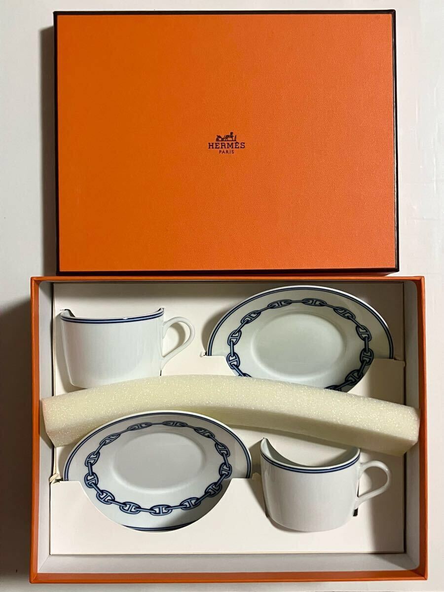 未使用 HERMES シェーヌダンクル カップ & ソーサー 2点 セット エルメス 食器 カップソーサー 箱拍卖