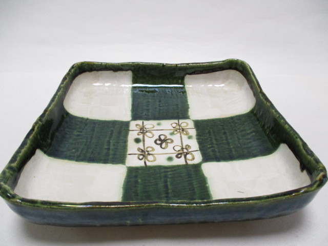 和陶器 織部 市松 角盛り鉢 24cm 1個 盛り皿 大皿 大鉢拍卖