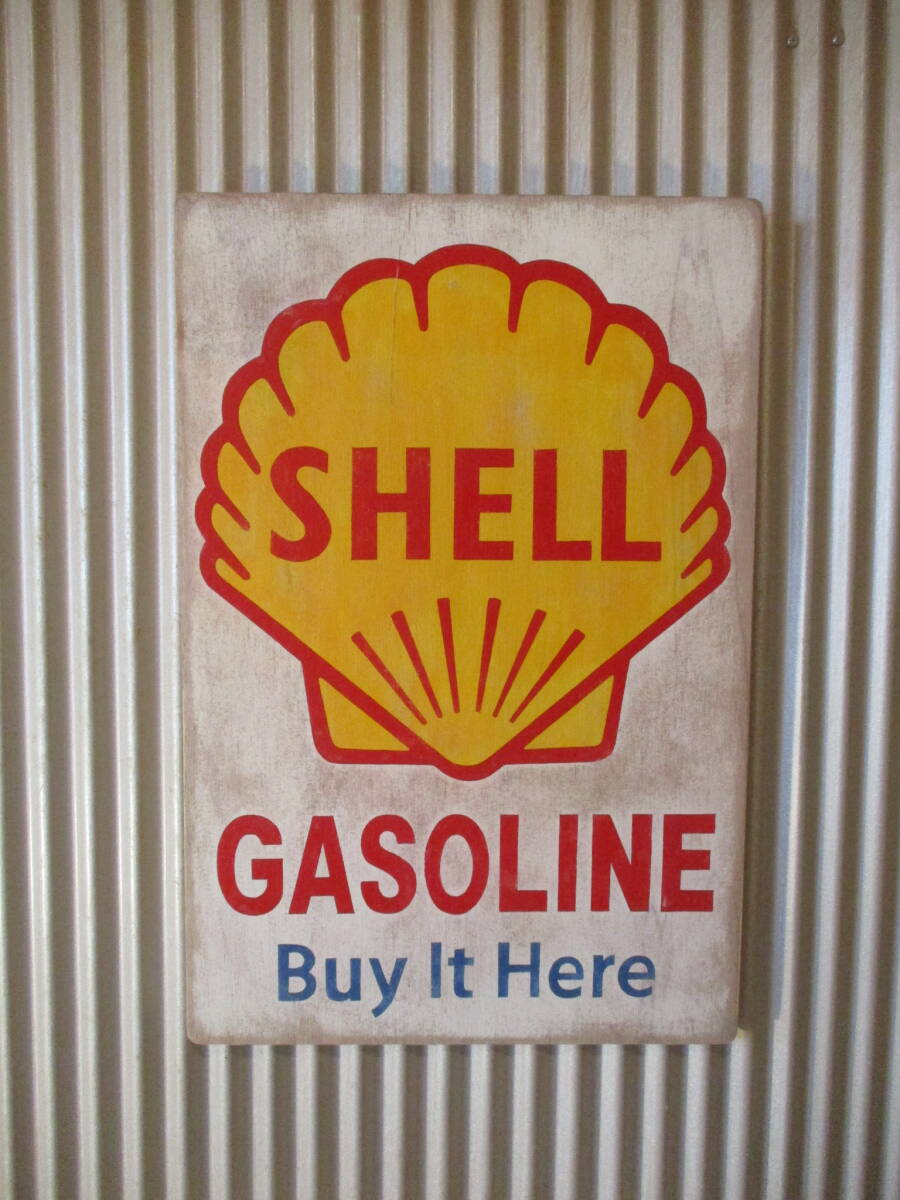 インテリア木製看板 SHELL OIL検)アドバタイジング企業販促ガレージカスタムFORDJEEPFIRESTONEHARLEYBPPIRELLIUSAUK50s60s70s拍卖
