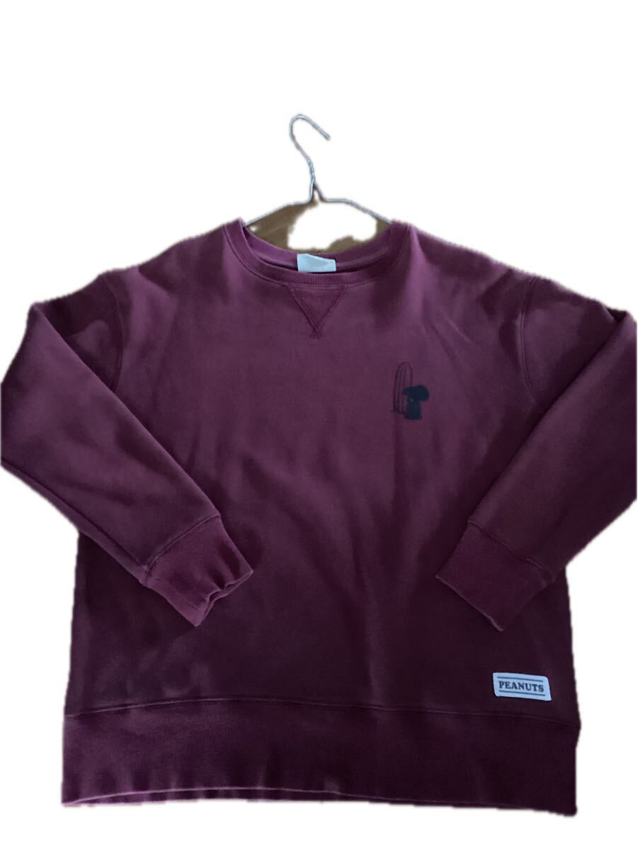 PEANUTS スヌーピー トレーナー XSサイズ ボルドー レディース 裏パイル グレース製 スエット 古着 ビンテージ拍卖