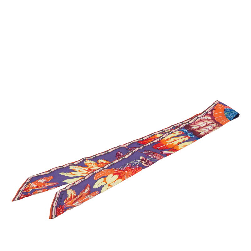 エルメス ツイリー Soie Brazil ブラジル スカーフ オレンジ パープル マルチカラー シルク レディース HERMES 【中古】拍卖