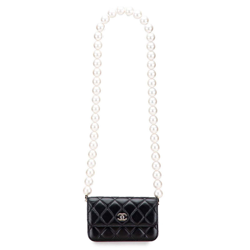 シャネル マトラッセ ココマーク チェーンウォレット 長財布 AP1839 ブラック ラムスキン フェイクパール レディース CHANEL 【中古】拍卖