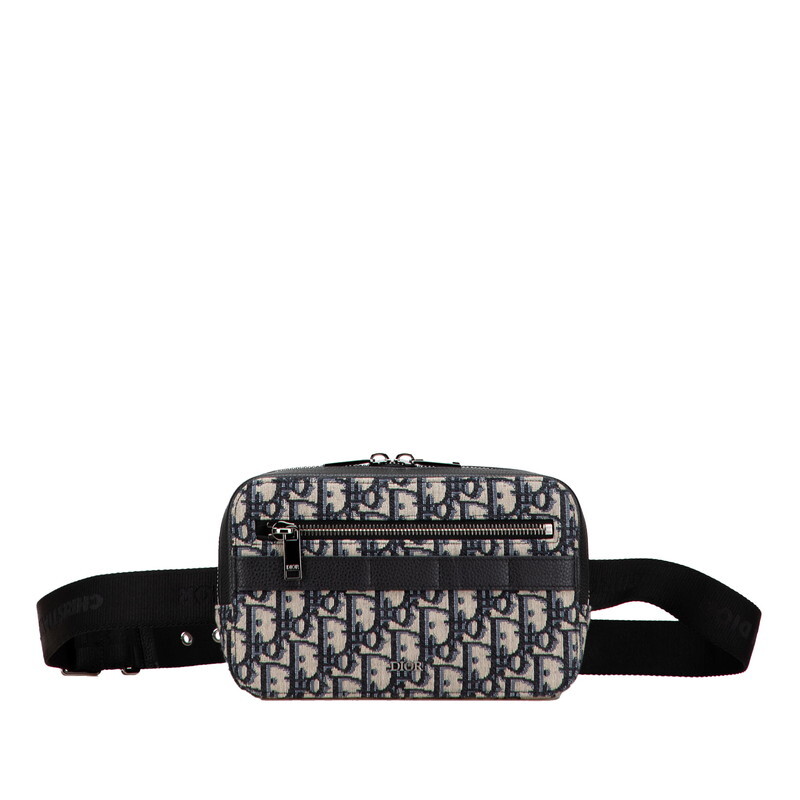 ディオール トロッター ボディバッグ ネイビー ブラック キャンバス レザー レディース Dior 【中古】拍卖