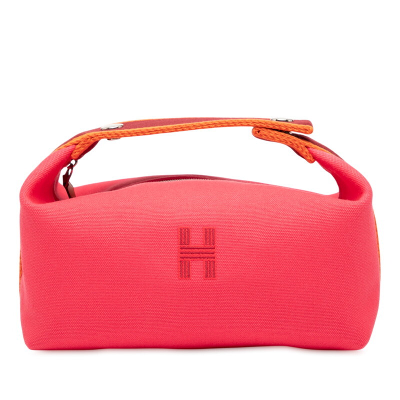 エルメス ブリッド ア ブラックPM ハンドバッグ ハイビスカス ピンク系 シルバー金具 コットン レディース HERMES 【中古】拍卖