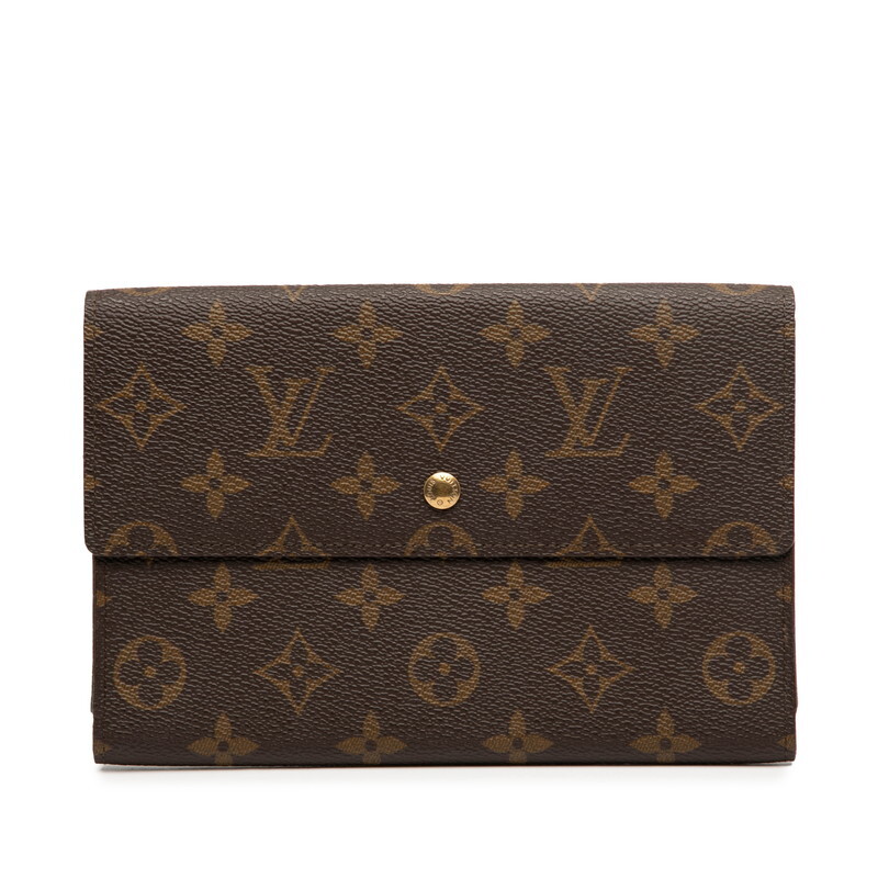 ルイ ヴィトン モノグラム ポシェット パスポール 三つ折り財布 M60135 ブラウン PVC レザー レディース LOUIS VUITTON 【中古】拍卖
