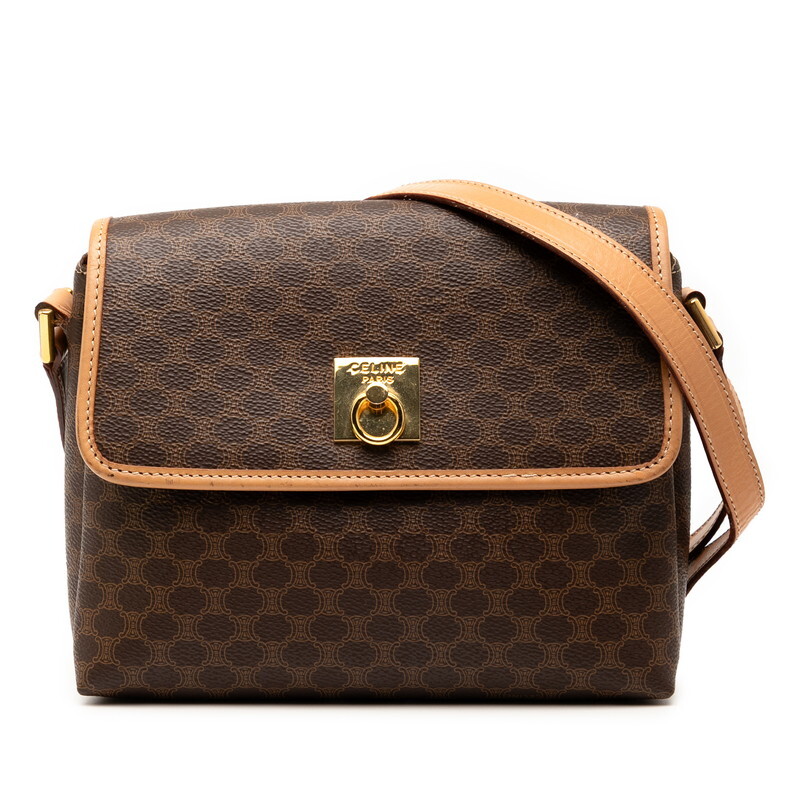 セリーヌ マカダム ショルダーバッグ ブラウン PVC レザー レディース CELINE 【中古】拍卖