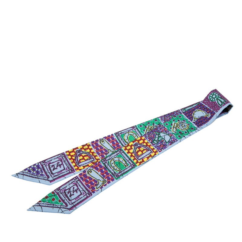 エルメス ツイリー Le Boubou H ブーブーH スカーフ ブルー パープル マルチカラー シルク レディース HERMES 【中古】拍卖