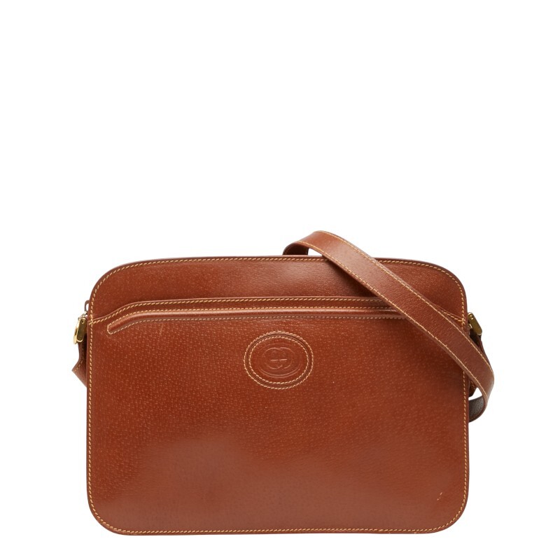 グッチ ロゴ ショルダーバッグ 001 256 0609 ブラウン レザー レディース GUCCI 【中古】拍卖