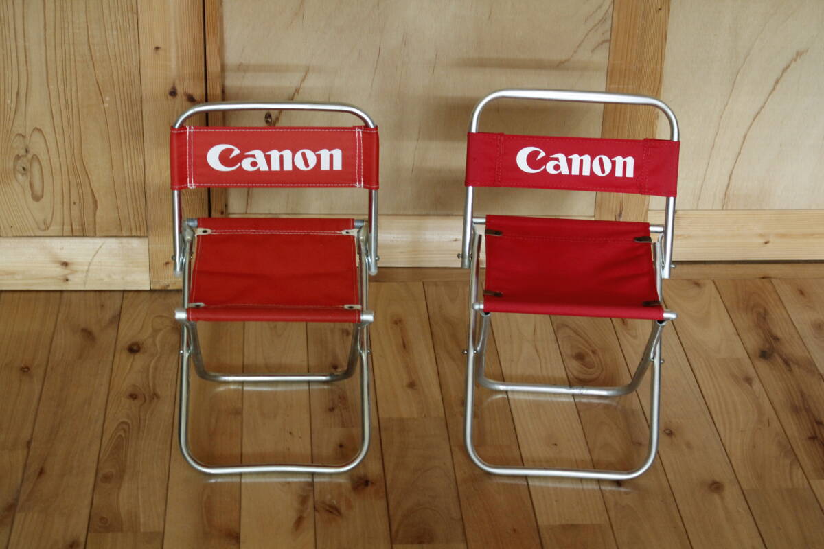 ※きれいな Canon 折り畳み 小型椅子 2脚 レッド 約H40xW27x5㎝ キャノン 拍卖