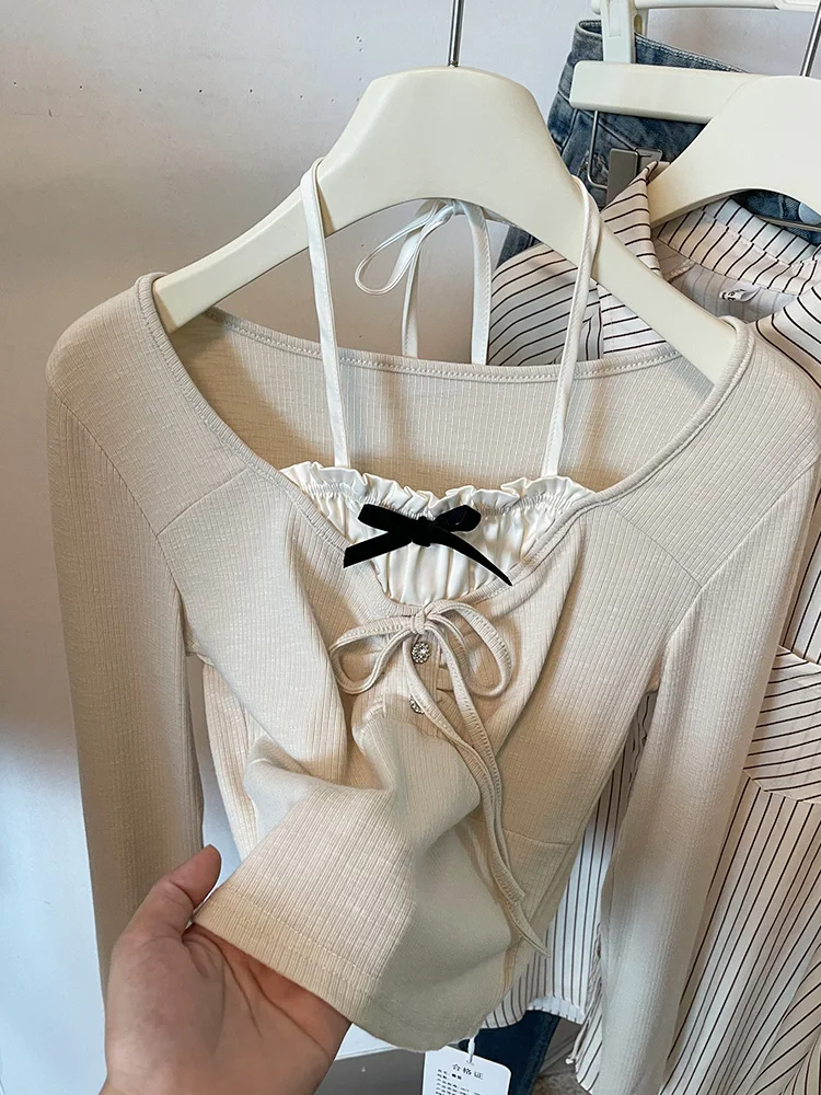 Sサイズ ホルターネック リボン 韓国 レディース 大人 長袖 推し活 フレンチガーリー アイドル 量産型 Y2K バレエコア 10代 20代 NE0076拍卖