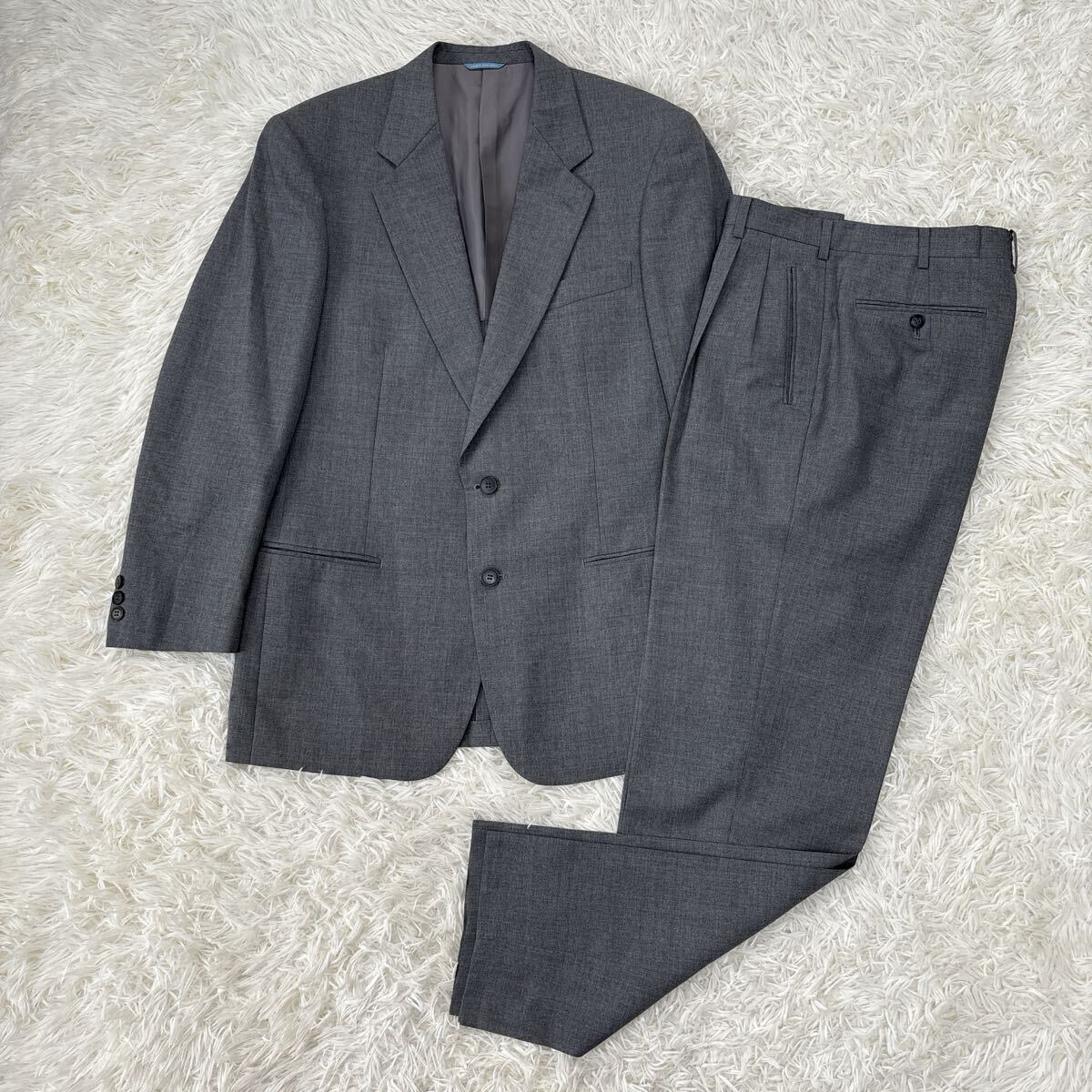 LINEA DOMIZIA D'URBAN リネア ドミジア ダーバン セットアップ ビジネススーツ ジャケット パンツ スラックス 背抜き ウール グレー拍卖