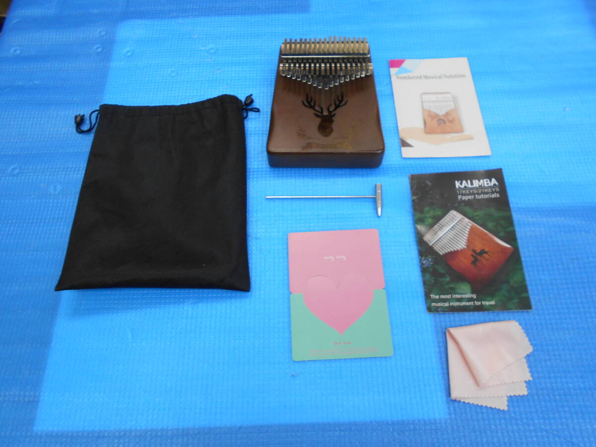 カリンバ C調 17音 マホガニー材 ハンドオルゴール 親指ピアノ kalimba 初心者セット 癒し 現状販売【A0167】拍卖