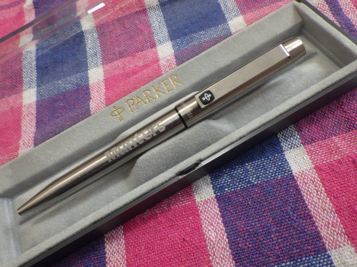 【未使用・廃番】U.K.製 PARKER パーカー25 ステンレスボールペン Munters刻印入り ビンテージ ノベルティ拍卖
