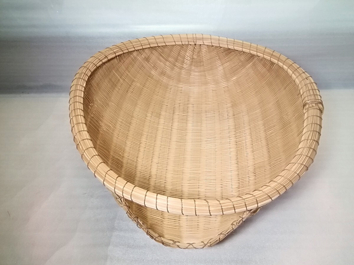 片口ざる 竹ざる 竹籠 竹ザル/竹かご/竹カゴ/片口かご 手作り 竹細工/竹編み 竹製/木製 レトロ 民具 【未使用】②拍卖