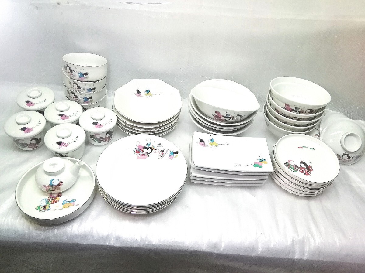 和食器 日本人形 絵柄 金縁 大量まとめて 5客揃い (登録M374) 厨房食器/料亭食器/日本料理/懐石料理 割烹/旅館/食堂 陶器 (NP)拍卖