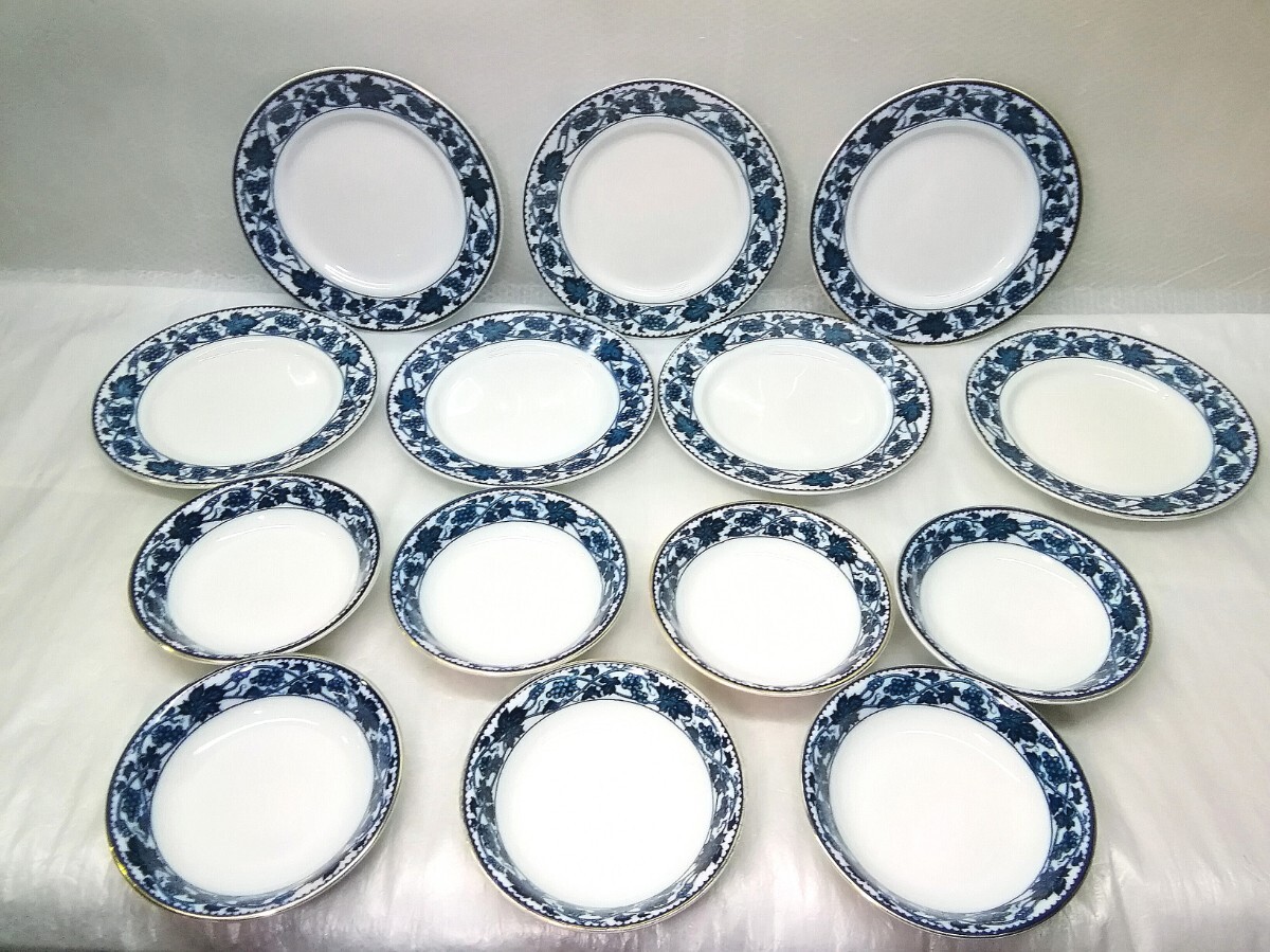 DOUBLE PHENIX 中皿 プレート 小鉢 7客揃い 金縁 葡萄柄 中古 食器 洋食器 ⑭拍卖