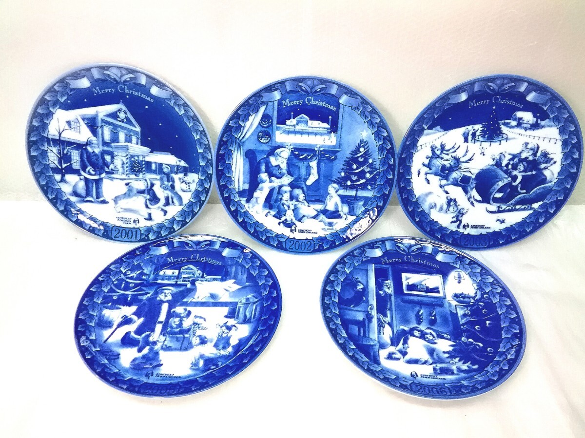 ケンタッキーフライドチキン ★メリークリスマス★ 皿 5枚セット 2001~2006年 (2004欠品) クリスマスプレート 中古拍卖