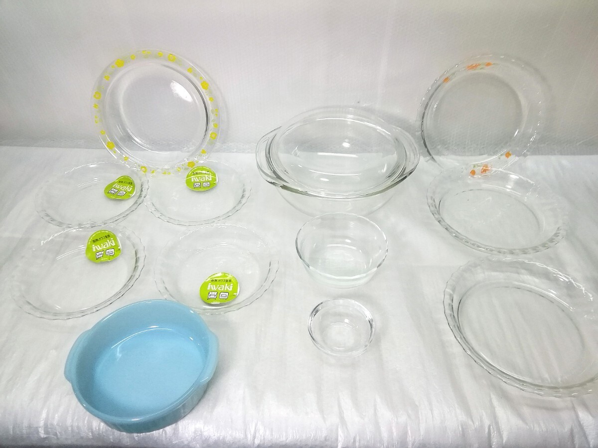 耐熱ガラス食器 まとめて IWAKI 蓋付きボウル/小皿/小鉢/岩城硝子 パイレックス/OURALEX FRANCE/arcopal 電子レンジ・オーブンOK ⑫拍卖