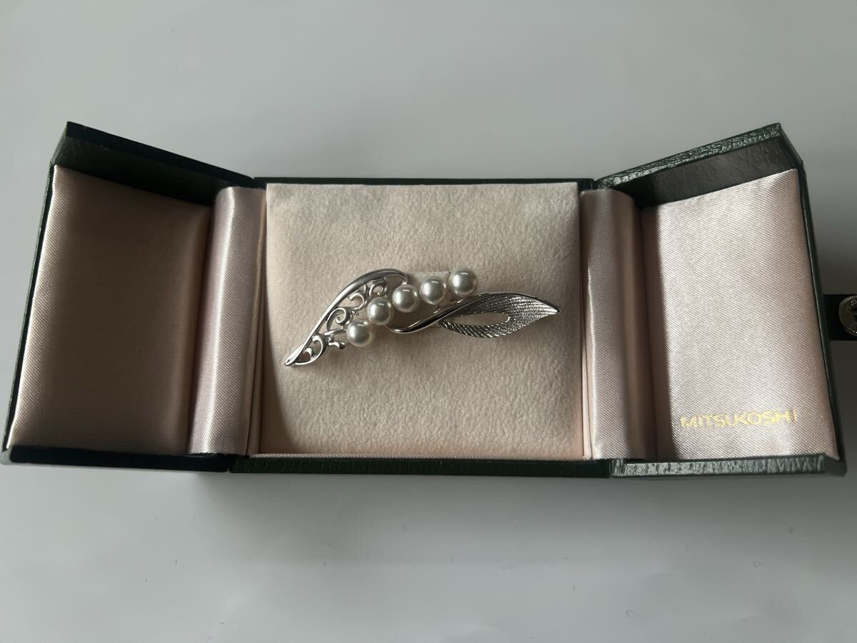 ☆SILVER刻印  パールブローチ MITSUKOSHIケース付き拍卖