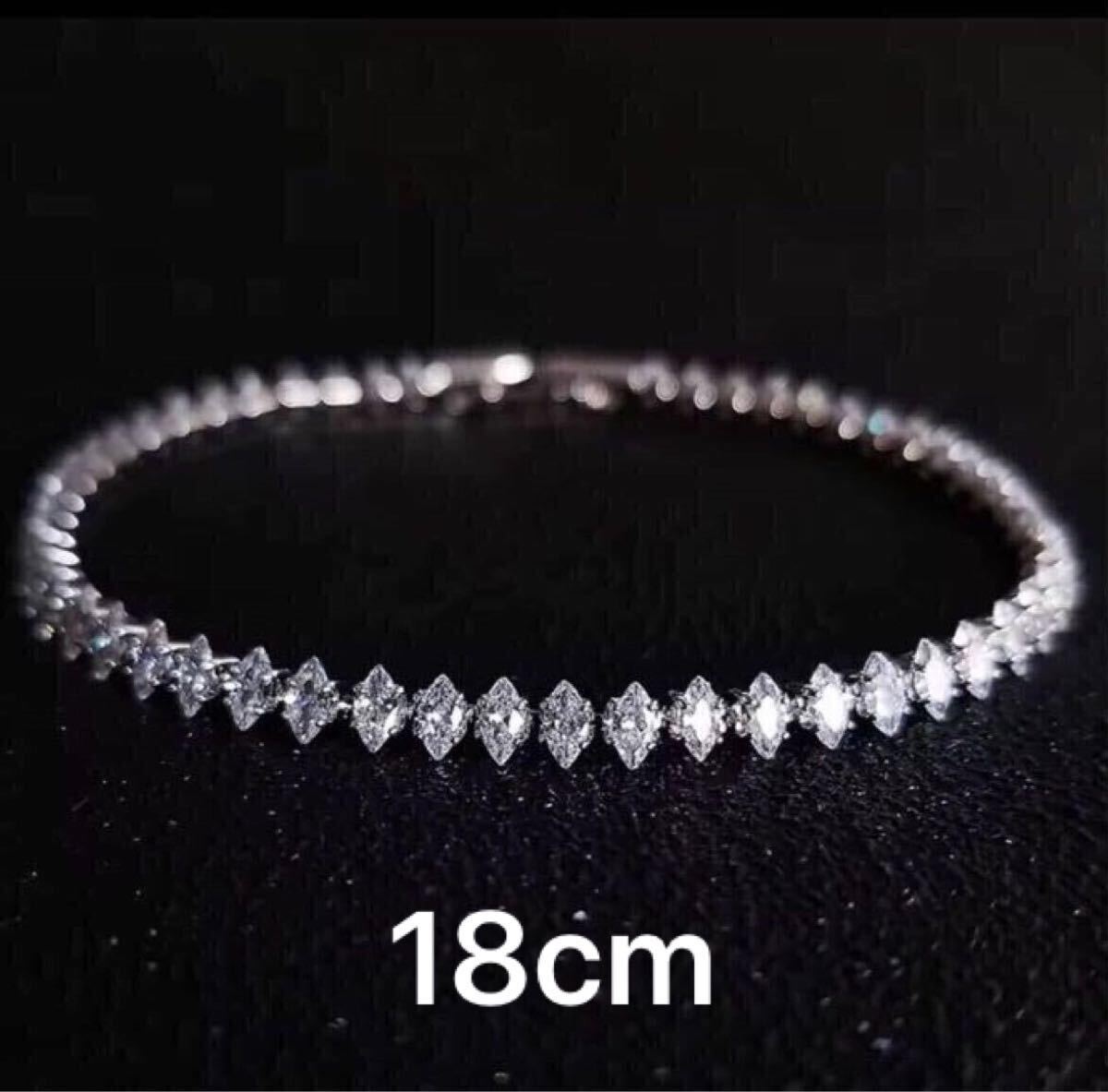 新品 CZ ダイヤモンド ブレスレット 18cm ホワイトゴールド ダイヤモンドブレスレット シルバー 銀 ユニセックス プレゼント 送料無料拍卖