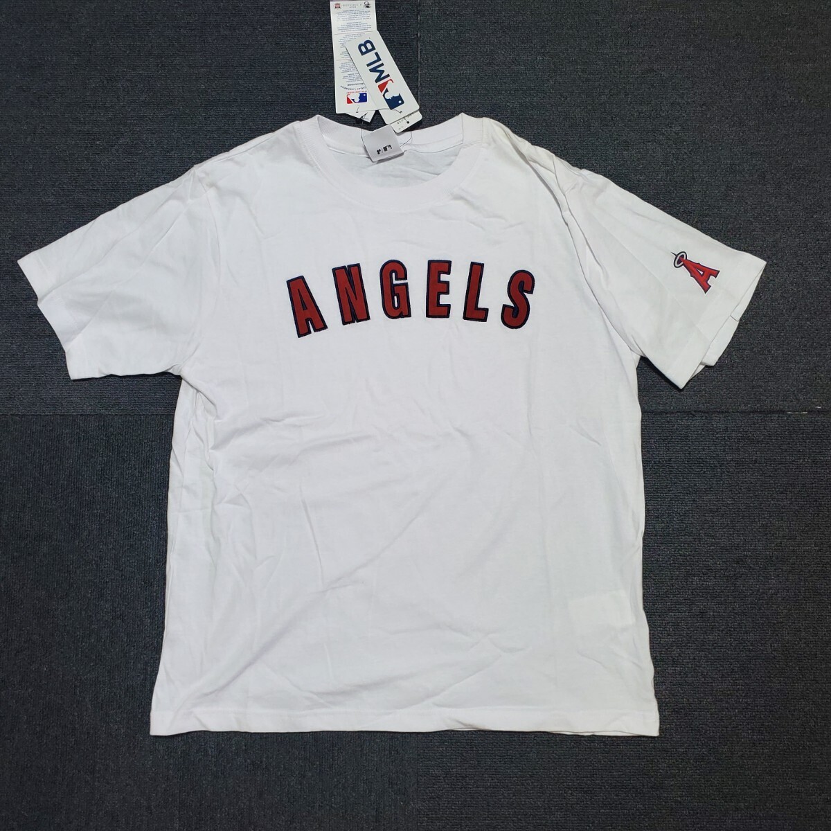 新品 Tシャツ ロサンゼルス・エンゼルス LA 野球 Los Angeles Angels Trout選手 大谷翔平選手 MLB ホワイト コットン生地 LL拍卖