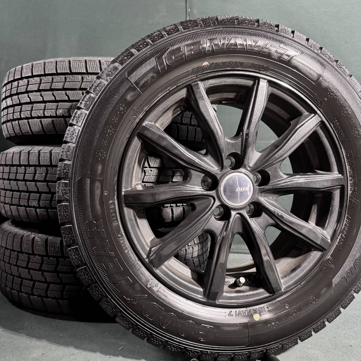 ガチバリ山★195/65R15 goodyear IceNavi7 スタッドレス ホイール付き 4本セット 5穴100 プリウスなど拍卖