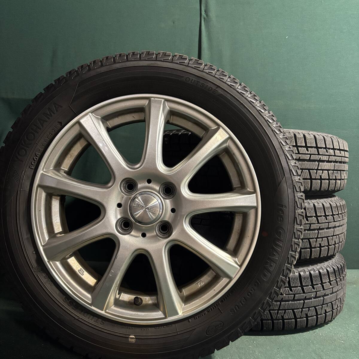 バリ山美品★ 165/65R15 ヨコハマ IG50+ スタッドレス 4本 4.5J +45 4穴PCD100 ウェイク タフト ソリオ デリカD2 等拍卖