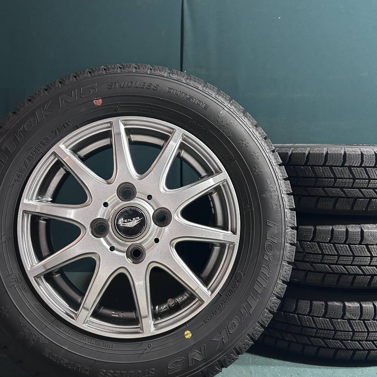 スーパーバリ山★ 格安★ 2023年製★ 145/80R13 northtrek N5  スタッドレス 4本 4J +45 4穴PCD100 拍卖