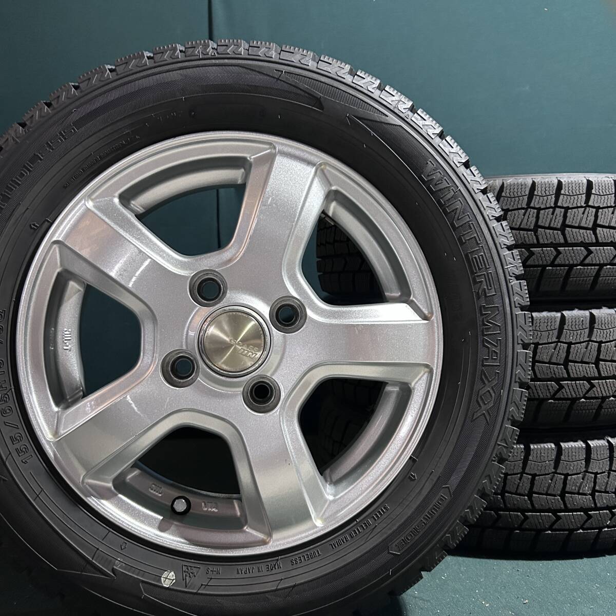 イボ付きバリ山★ 2022年製★ 155/65R13 ダンロップ WM02 スタッドレス 4本 キャリー エブリィ アルト ラパン ミラ エッセ ライフ モコ拍卖