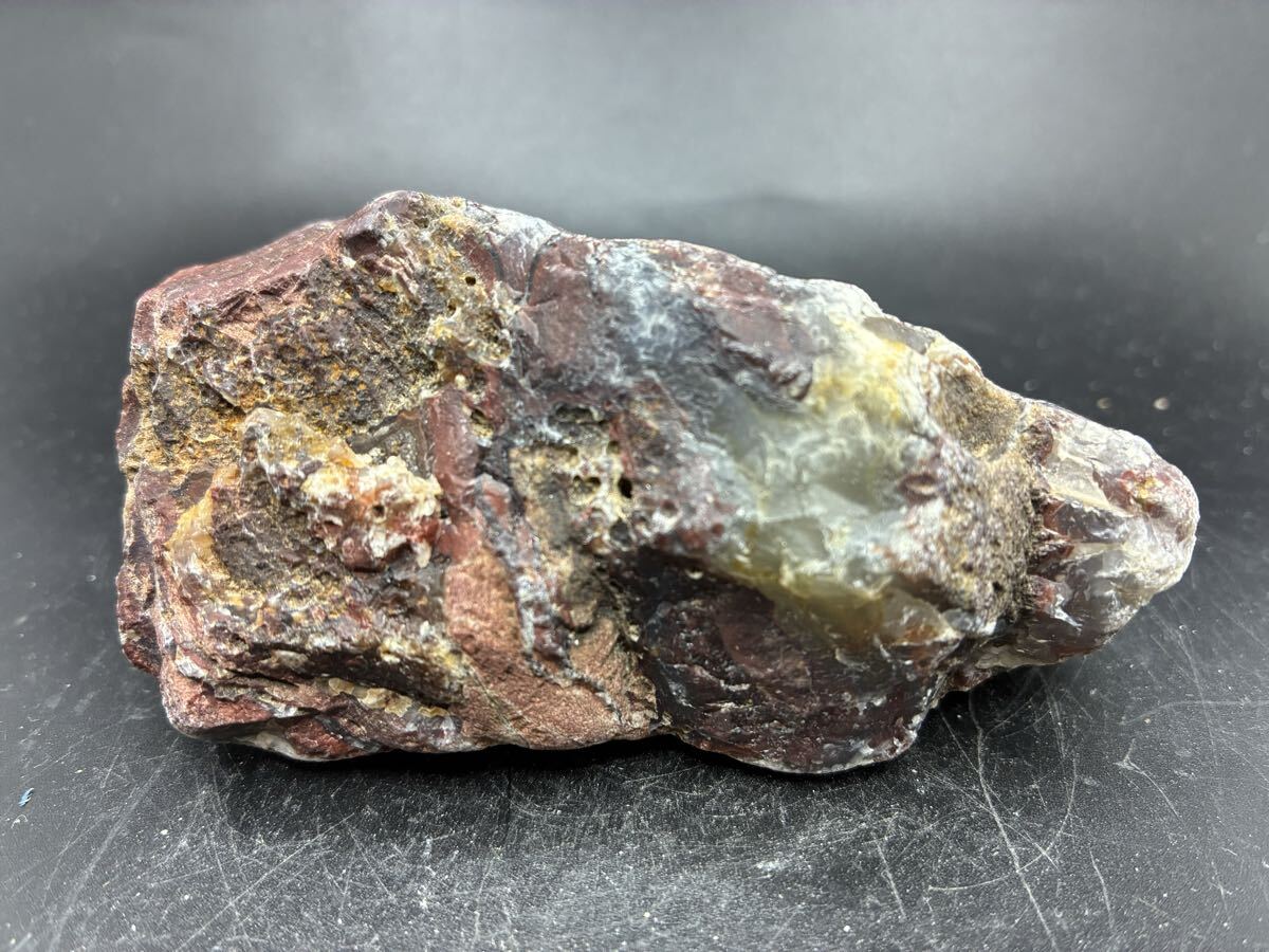 S191 碧玉 ジャスパー 玉髄混じり 赤 多色 259g 石英 医王山 原石 鑑賞石 水石 自然石 天然石 小矢部川 富山拍卖