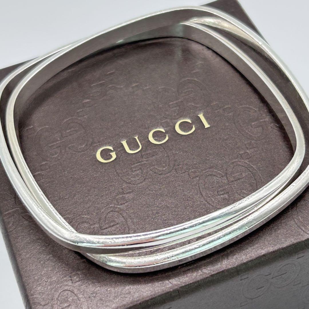 GUCCI グッチ スクエア 2連 バングル シルバー925拍卖