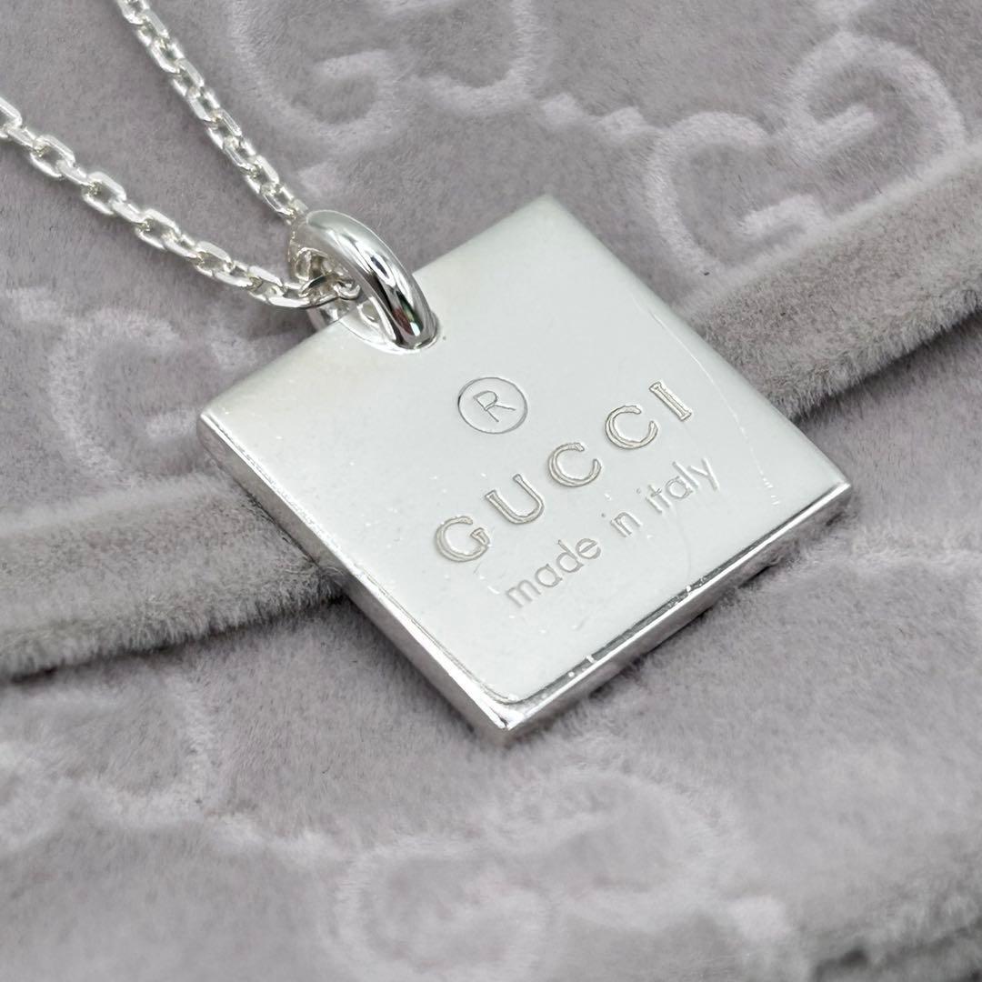GUCCI グッチ スクエアプレート ネックレス シルバー925拍卖