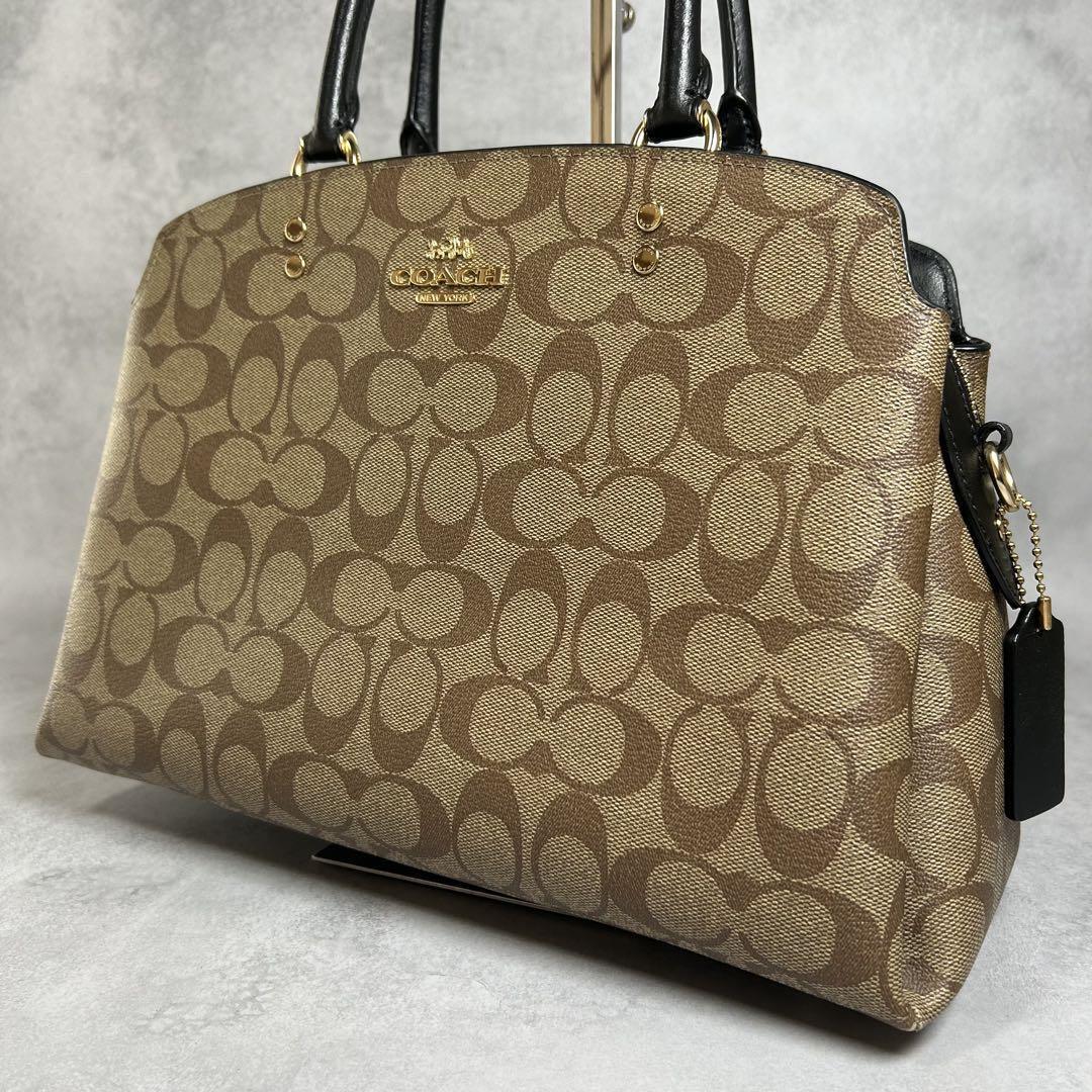 【送料無料】COACH コーチ PVC シグネチャー ハンドバッグ ブラウン拍卖