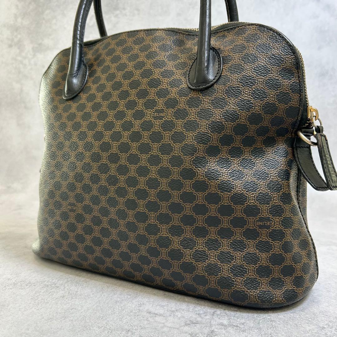 【送料無料】CELINE セリーヌ マカダム柄 PVC レザー ハンドバッグ ブラック拍卖