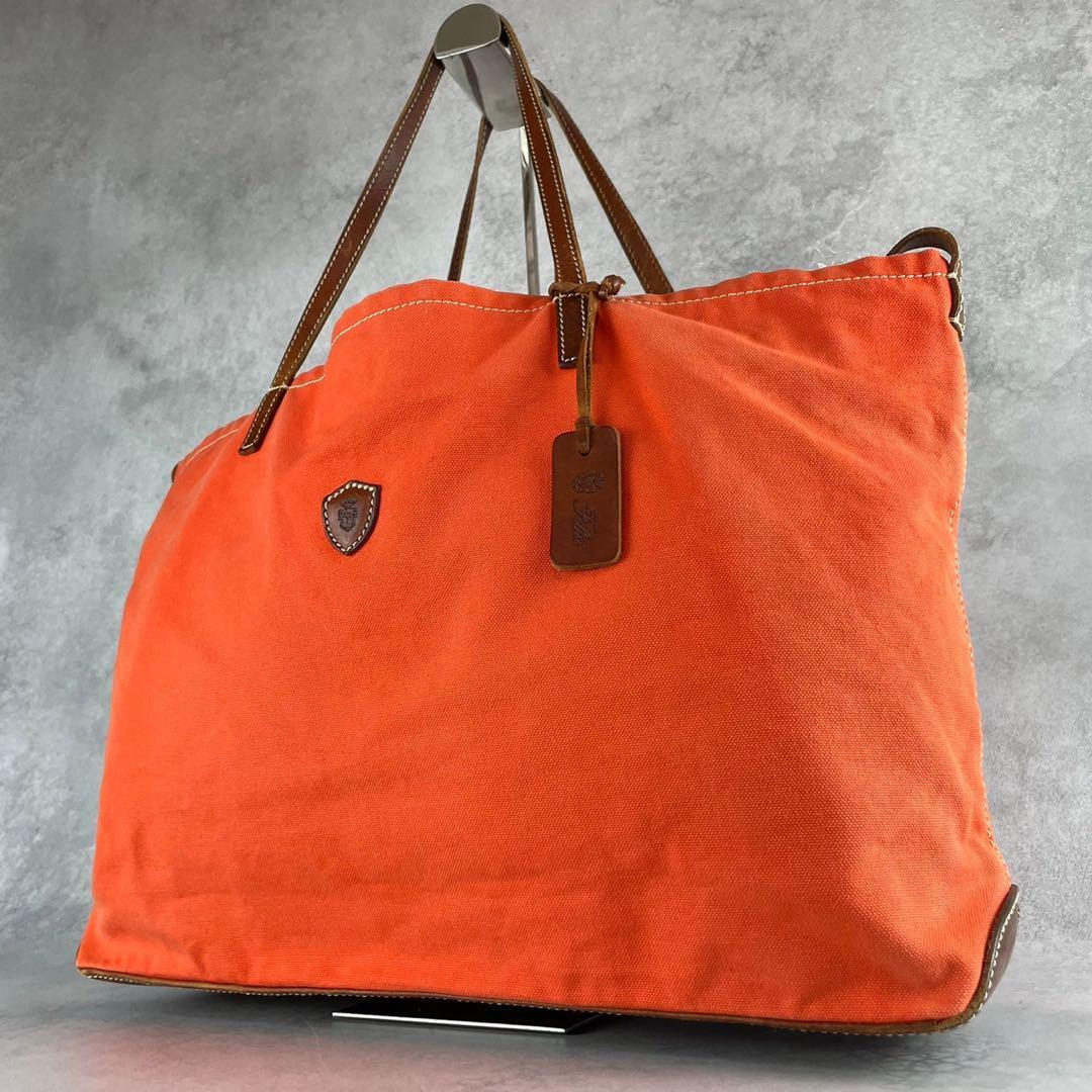 Felisi フェリージ キャンバス レザー トートバッグ オレンジ拍卖