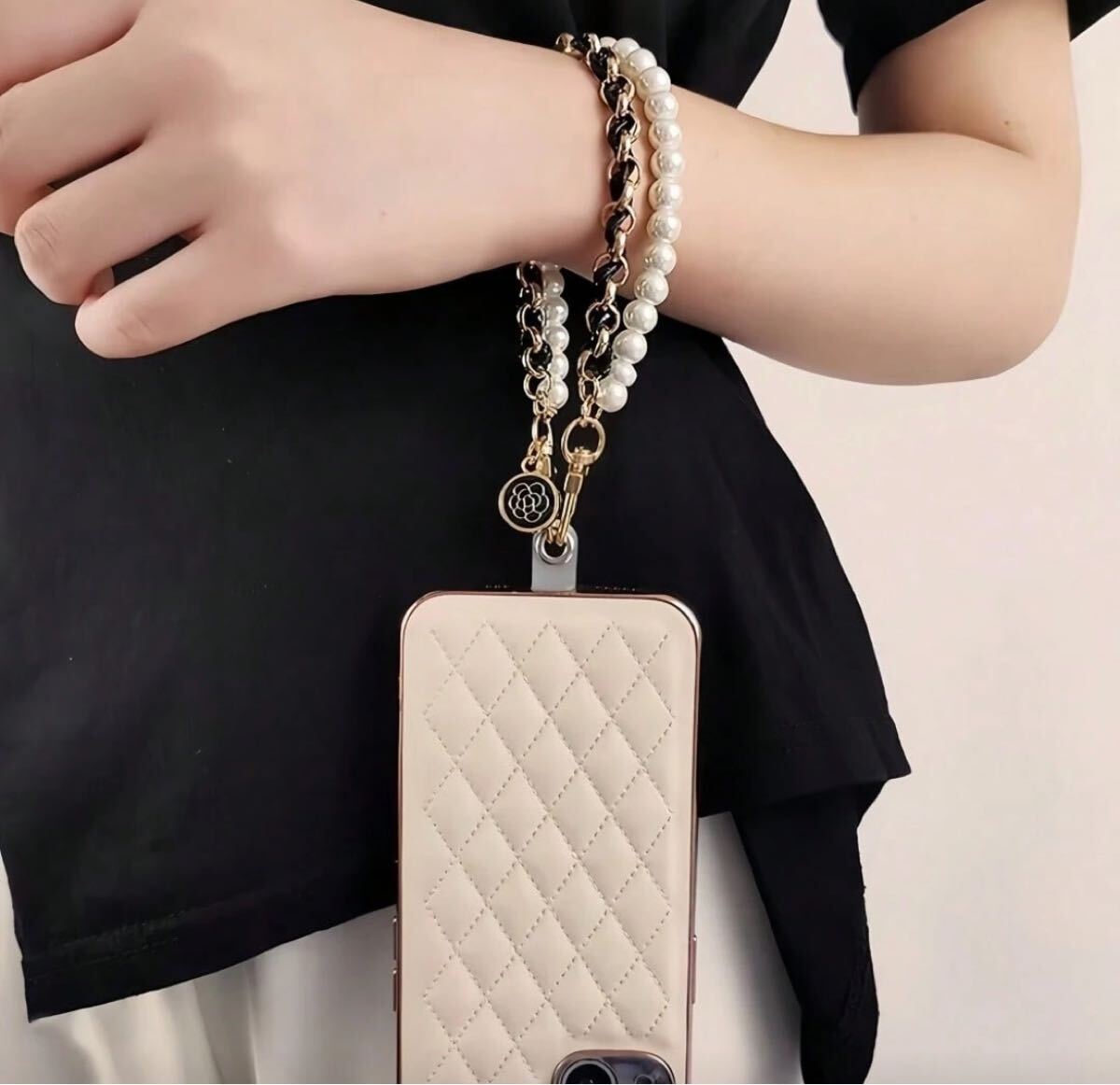 iPhoneケース スマホストラップ カメリア ホワイト ブラック ピンク ブルー拍卖