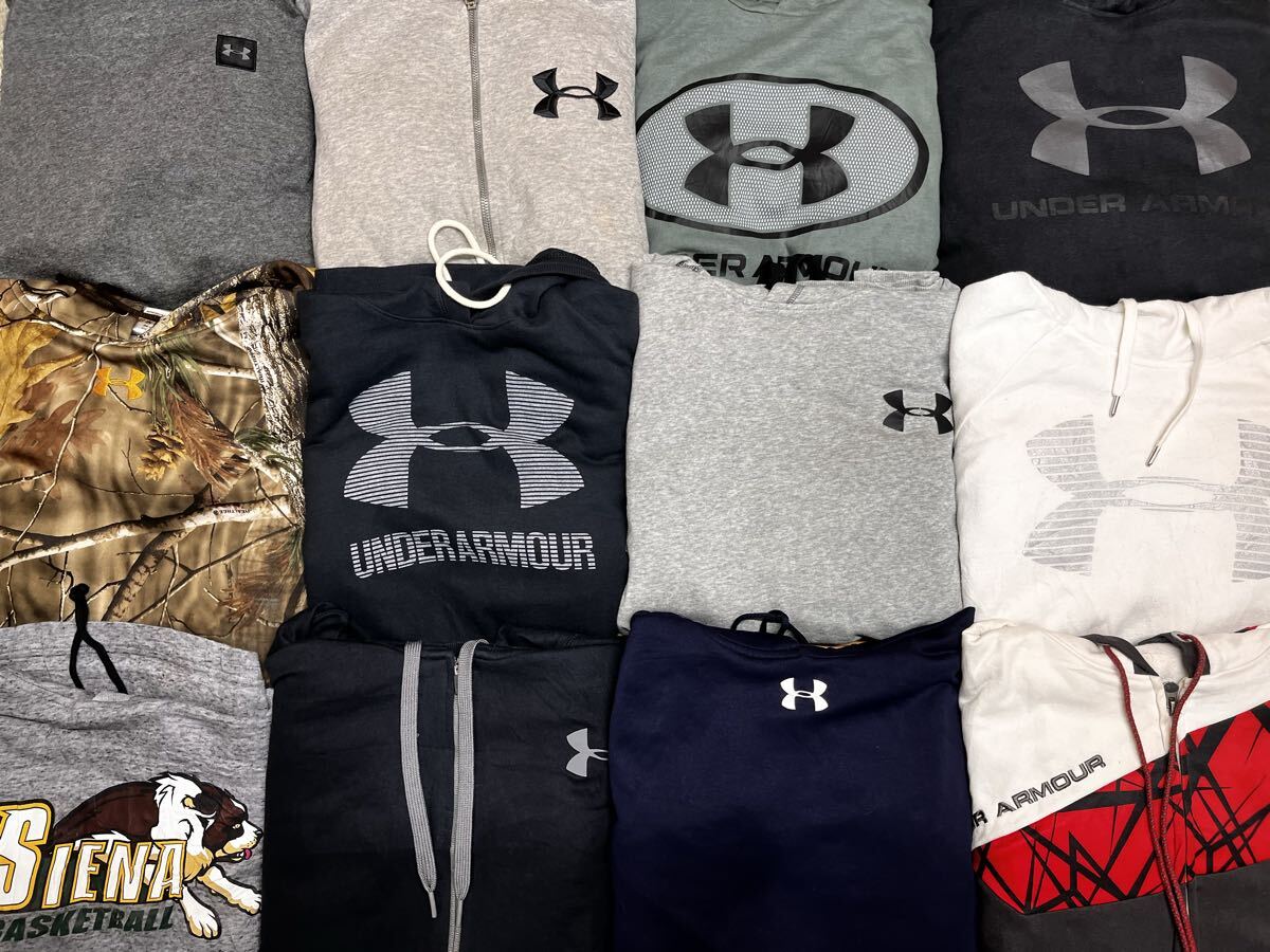 USA古着 アンダー アーマー パーカー 12 枚 セット まとめ売り 1円スタート 大量 卸売り アメリカ古着 ロゴ イラスト プリント スポーツ拍卖