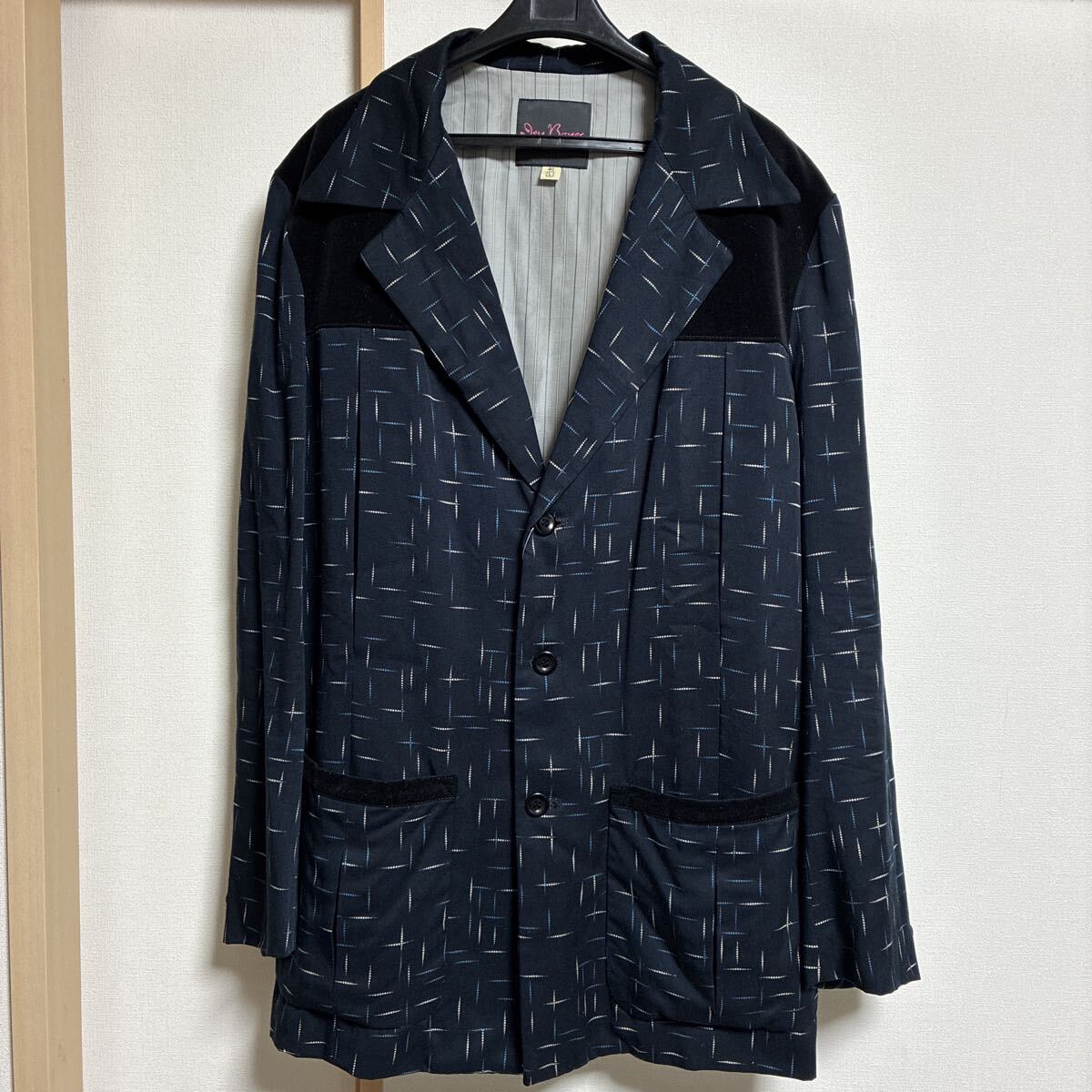 【美品】Dry Bones 2Tone Nassaw Jacketドライボーンズ 2トーン ナッソージャケット Lサイズ パンツ W34 セットアップ カスリ ネイビー 拍卖