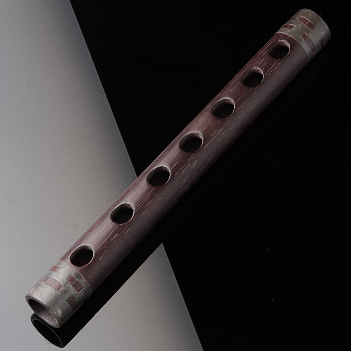 FD396 時代 唐木製 錫嵌笛「篳篥(ひちりき)・管子」全長18.6cm 重66g 民族楽器 雅楽 伝統楽器 中国楽器拍卖