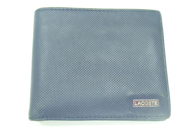 #73251【中古品】ラコステ 財布 ネイビー イエロー 二つ折り拍卖